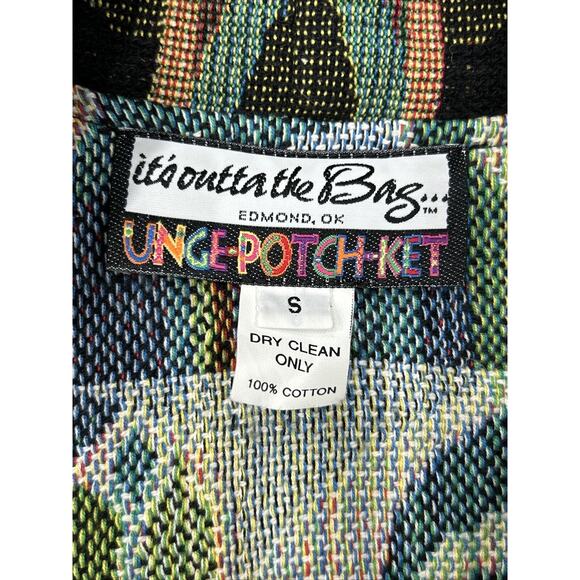 Vtg Its In The Bag Unge-Potch-Ket Sz Small Tapestry Button Jacket Art To Wear - Picture 5 of 9